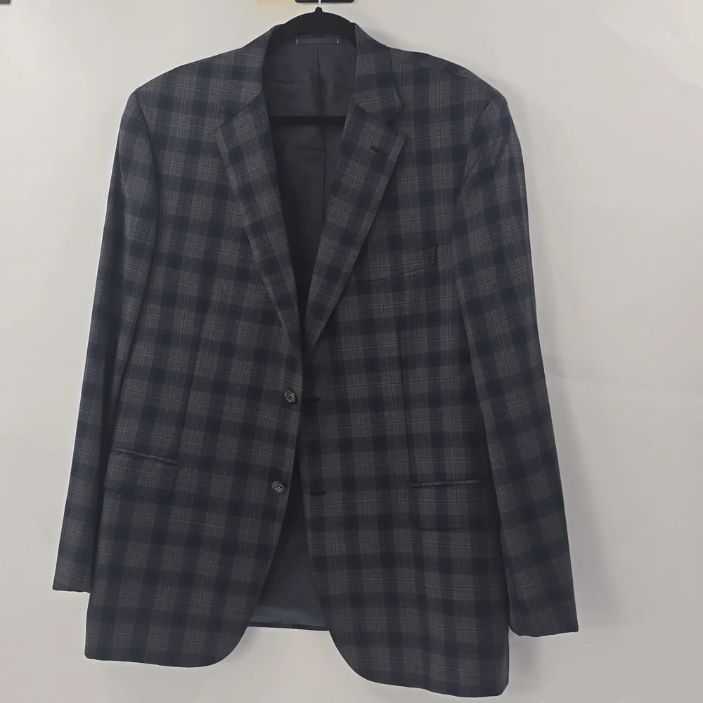Brioni Men's Plaid Blazer Blue and Gray - Picture 3 of 12